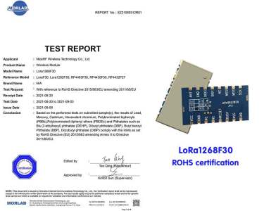 M&oacute;dulo NiceRF LoRa LoRa1268F30 passou na certifica&ccedil;&atilde;o RoHS