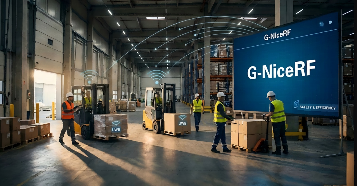 Armazém com rastreamento UWB para segurança e eficiência. Armazém com rastreamento UWB para segurança e eficiência.